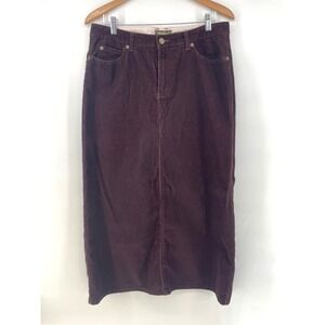 VTG Eddie Bauer Chocolate Brown A-Line Corduroy Maxi Skirt SZ 12 Heritage Preppy